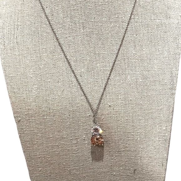 NWOT Crislu silver, CZ and champagne stone pendant necklace. Perfect condition! - Picture 4 of 4